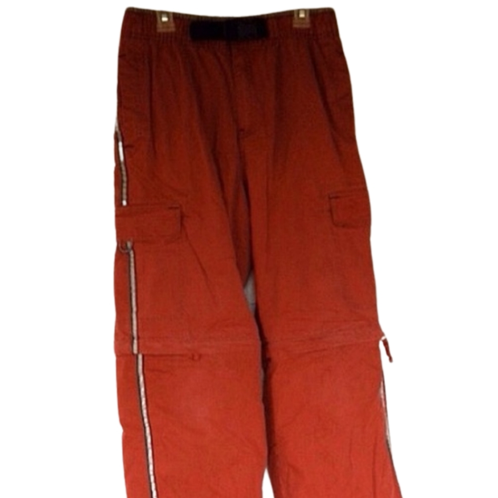 L) Old Navy Boys Pants Size 14 Rust Red Cargo Outdoor Utility Pants Adjustable